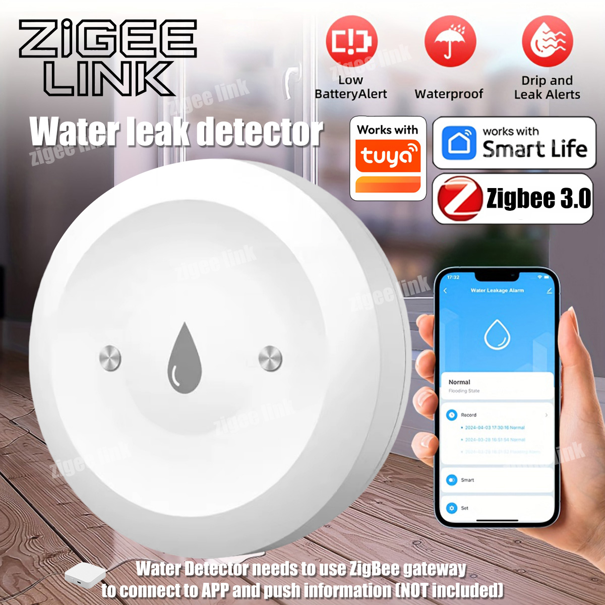 Water Alarm Sensor - ZigBee 3.0 Su Sensörü Akıllı Kaçak