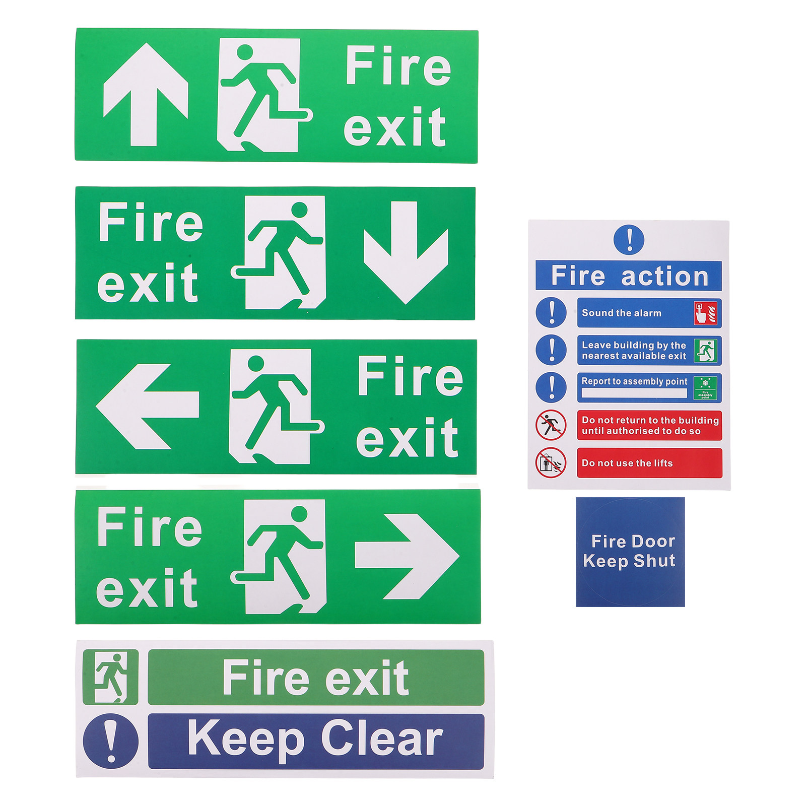 Emergency Exit Sign - 21 adet yangın çıkış işareti seti