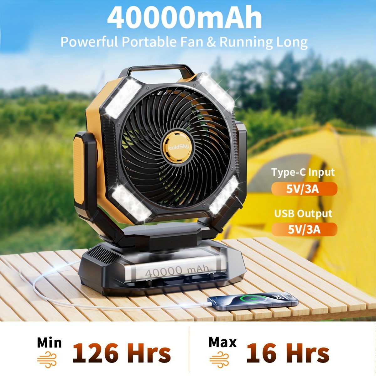 Power Outage Light - coldSky Kamp Fanı, 4 LED Işıklı